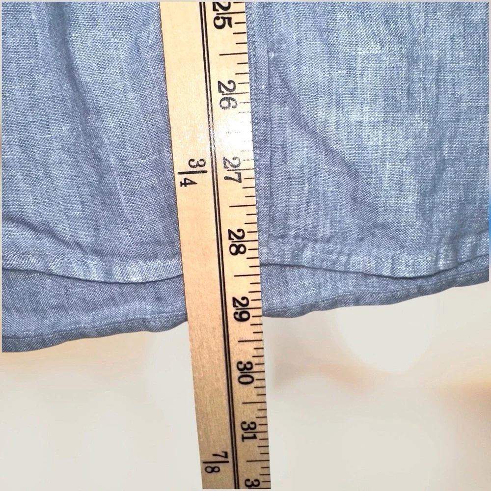 J Crew Chambray Shirt XL Slim Blue Linen Blend Button‎ Up Beach Coastal Preppy - Picture 8 of 9